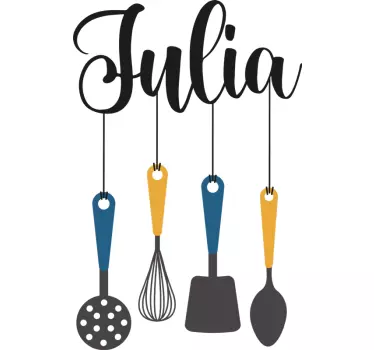 Vinilo pared cocina utensilios con nombre - TenVinilo