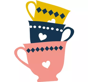 Vinilo cocina bebida 3 tazas de té  - TenVinilo