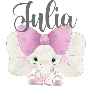 Vinilo decorativo infantil elefante bebé con nombre - TenVinilo