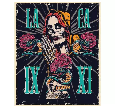 Vinilo calavera mujer rosas - TenVinilo