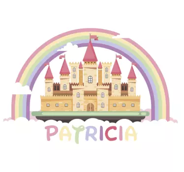 Vinilo infantil para pared castillo arcoíris - TenVinilo