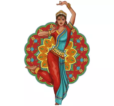Vinilo decorativo baile India mujer bailando - TenVinilo