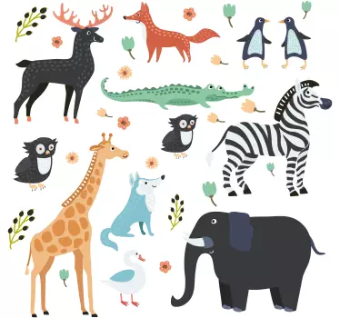 Vinilo decorativo cartoon Animales de la selva - TenVinilo