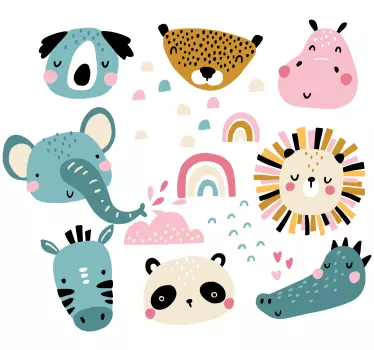 Vinilo decorativo cartoon Animalitos estilo nórdico - TenVinilo