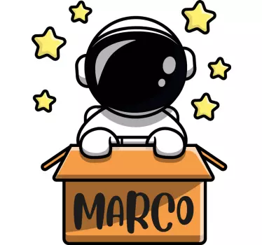Vinilo para niños astronauta con estrellas y nombre - TenVinilo