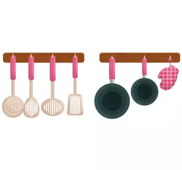 Vinilo decorativo cocina Electrodomésticos colgantes de dibujos a - TenVinilo