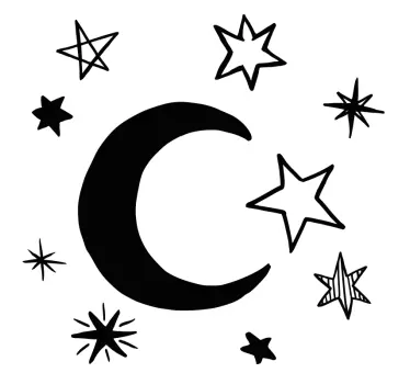 Pack 9 vinilos de estrellas con luna monocolor - TenVinilo