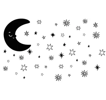 Pack 45 vinilos de estrellas pequeñas y luna - TenVinilo