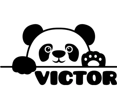 Vinilo pared bebé Bebé panda asomado con nombre - TenVinilo