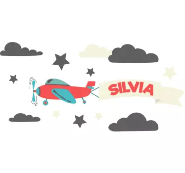 Vinilo decorativo ilustración Aviones con nombre y estrellas. - TenVinilo