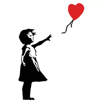 Vinilo pared dormitorio Banksy globo corazón - TenVinilo