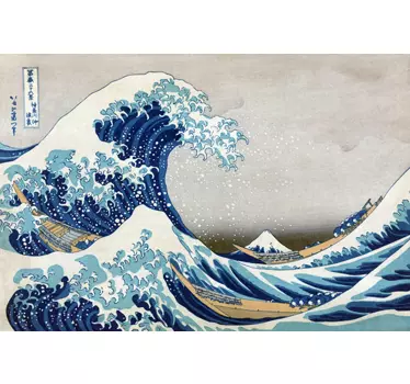 Vinilo pared salón gran ola kanagawa - TenVinilo