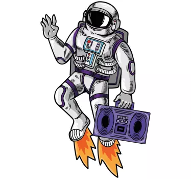 Vinilo para pared infantil astronauta saludando - TenVinilo
