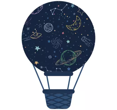 Vinilo bebé globo aerostático con galaxia - TenVinilo