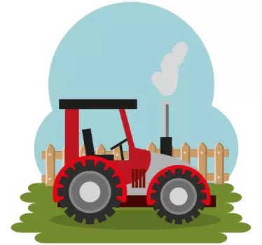 Vinilo para niños tractor circulando en granja - TenVinilo