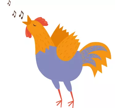 Vinilo de pájaros gallo de dibujo cantando - TenVinilo