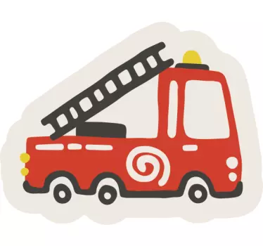 Vinilo infantil para pared diseño de camión de bomberos - TenVinilo