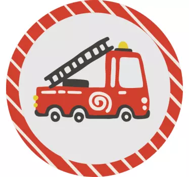 Vinilo infantil para pared ilustración de camión de bomberos - TenVinilo