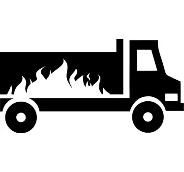 Vinilo para niños camión bomberos de llama - TenVinilo