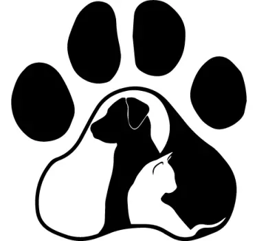 Vinilo de animales perro y gato en huella - TenVinilo