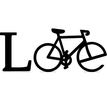 Sticker para bicicleta frase love en forma bici - TenVinilo