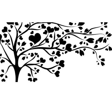 Vinilo de árbol para pared Corazones derramando árboles - TenVinilo
