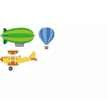 Vinilo decorativo ilustración Avión volando con sombra y globo ae - TenVinilo