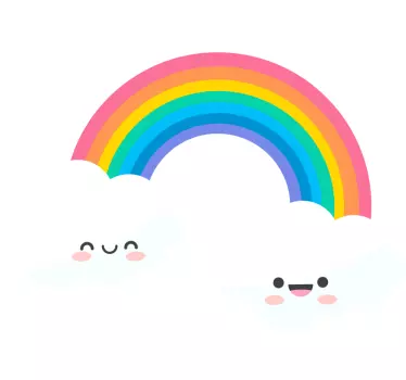 Vinilo decorativo cartoon Arco iris con nubes - TenVinilo