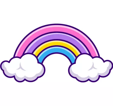 Vinilo decorativo cartoon Arco iris de nubes - TenVinilo