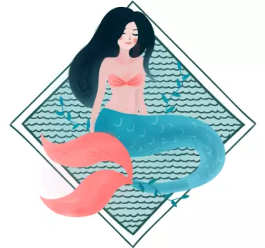 Vinilo mampara baño diseño gráfico sirena - TenVinilo