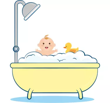 Vinilo mampara baño hora de baño del bebé - TenVinilo