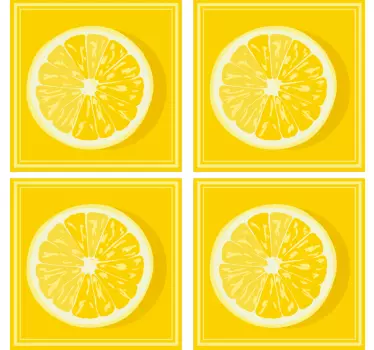 Azulejos vinílicos amarillos con limones - TenVinilo