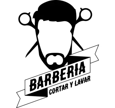 Pegatina moda barbería con hombre  - TenVinilo