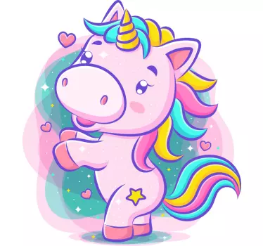 Vinilo para niñas unicornio dibujos sonriente - TenVinilo