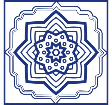 Azulejos vinílicos patrón mandala azul delfts - TenVinilo