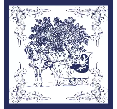 Azulejo adhesivo escena floral vintage - TenVinilo