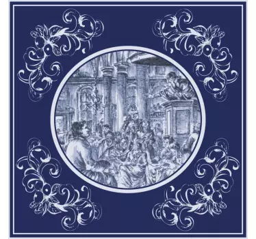 Azulejos vinílicas estilo vintage azul - TenVinilo