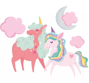 Vinilo infantil para pared con imagen de unicornio lindo - TenVinilo