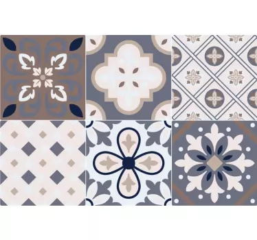 Azulejos vinílicos vintage tonos grises - TenVinilo