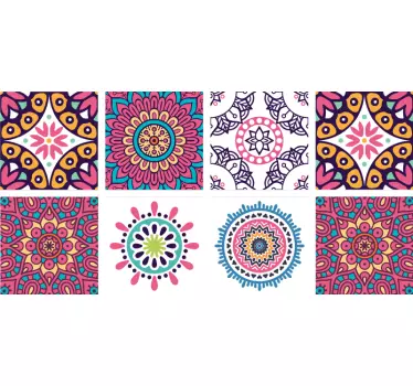 Azulejos vinílicos mandalas morados - TenVinilo