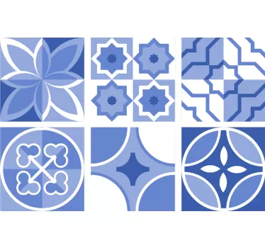 Azulejos vinílicos marroquíes tonos azules - TenVinilo