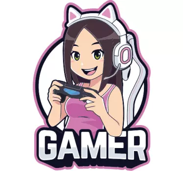 Vinilo decorativo ilustración Chica anime gamer - TenVinilo