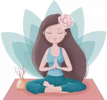 Vinilo infantil para pared ilustración de niña meditando - TenVinilo