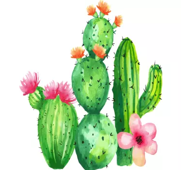 Vinilo de plantas cactus florecientes - TenVinilo