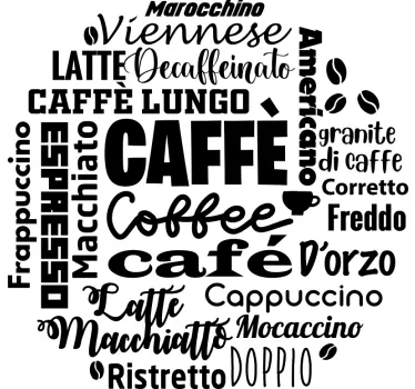 Vinilo de café en diferentes idiomas - TenVinilo