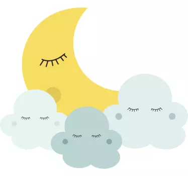 Vinilo infantil para pared luna y nubes - TenVinilo