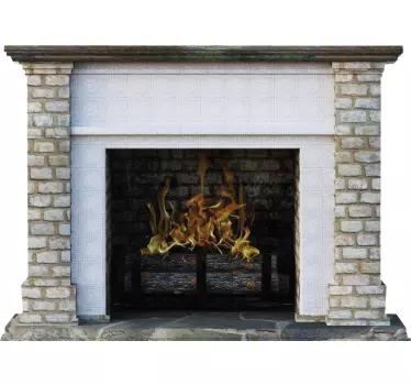 Vinilo decorativo efectos visuales Chimenea de textura de piedra - TenVinilo