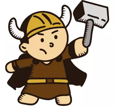 Vinilo personaje vikingo sosteniendo martillo - TenVinilo