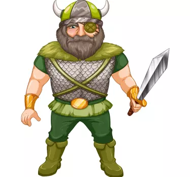 Vinilo personaje guerrero vikingo ilustración - TenVinilo
