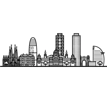 Vinilo decorativo skyline Edificios monocolor barcelona - TenVinilo